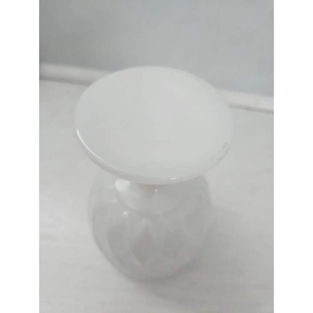 Vintage Anchor Hocking Textured Diamond Pattern White Milk Glass Stemmed Chalice